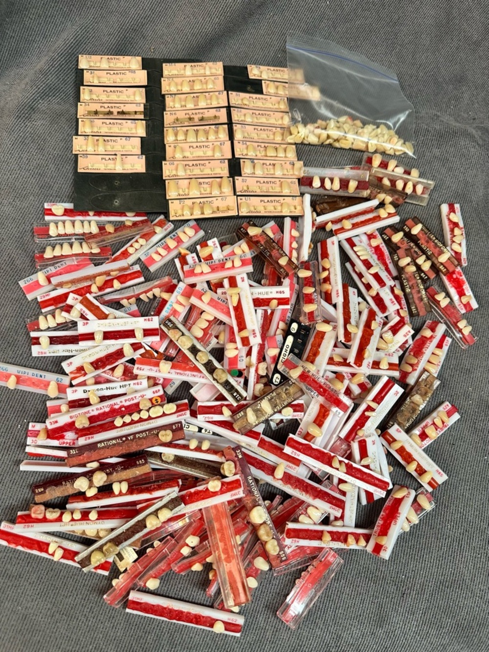 Large lot fake teeth dentals crowns assorted